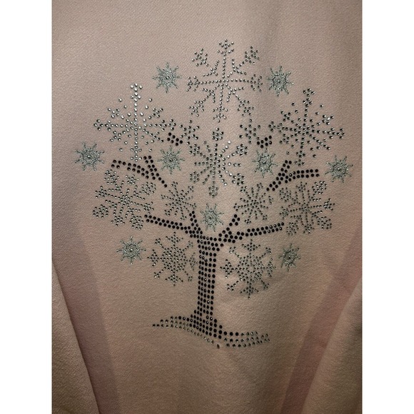 Y2K King Universal Vintage Rhinestone Snowflake Tree Pink Sweatshirt Women Small - Picture 2 of 6